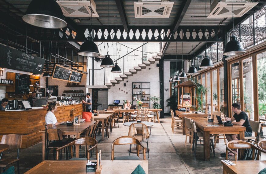 The picture shows a nearly empty restaurant to represent the value of analyzing course offerings to adapt to enrollment declines.